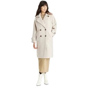 Universal Thread Women's  Double-Breasted Coat Cream Size Small